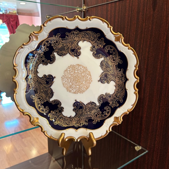 Reichenbach Fine Porcelain Cobalt Gold and White Platter Made in Germany - Picture 2 of 13